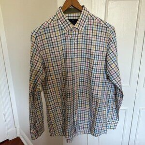 Mario Gretto Men’s Checkered Button-Down Shirt Size Large 100% Cotton